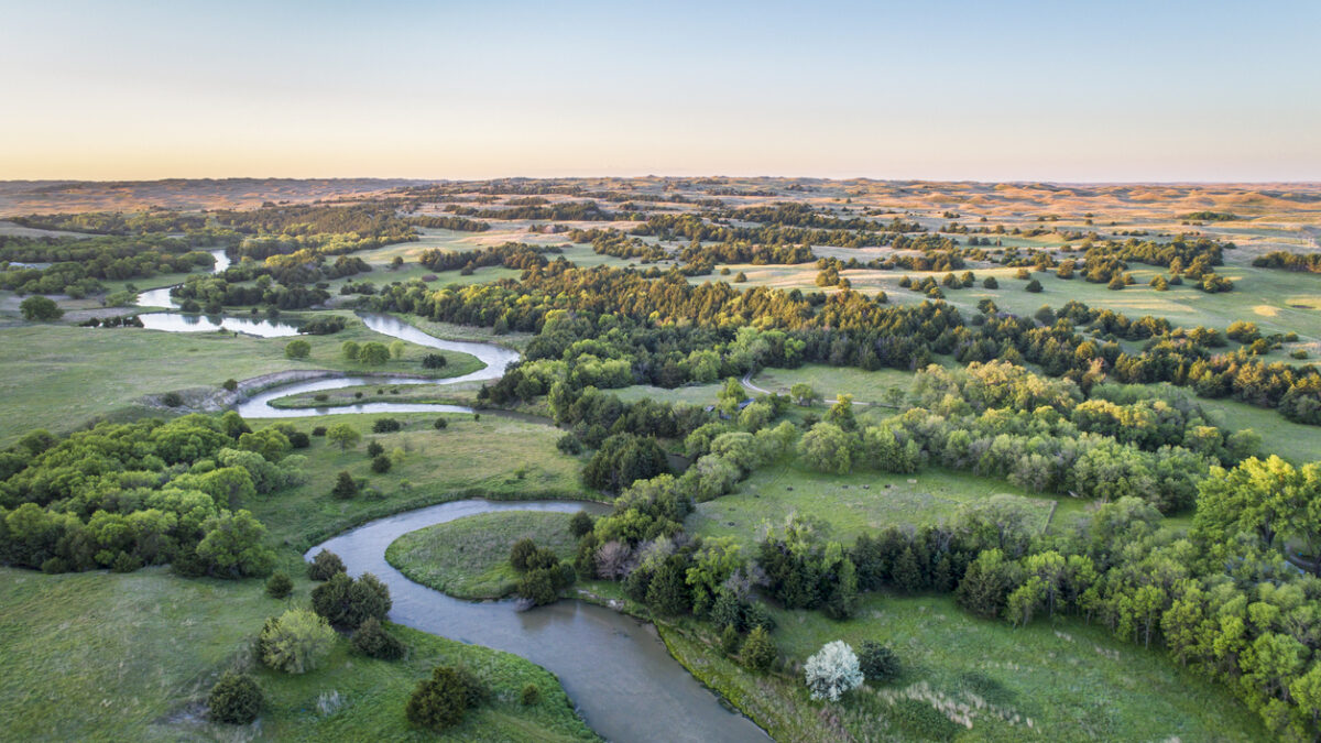 aerial view of Dismal River in Nebraska
